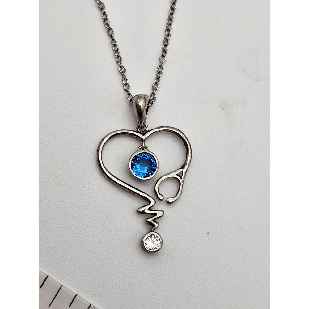 Sterling Silver Stethoscope Stylized Pendant Necklace 20" Sterling Silver Chain